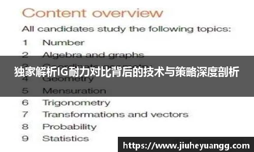 独家解析IG耐力对比背后的技术与策略深度剖析
